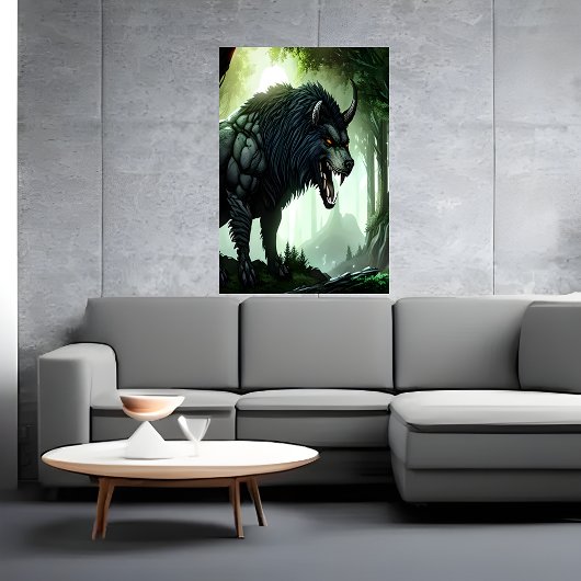 Poster Bête de loup dans la forêt | Art AI