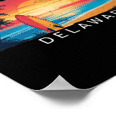 Poster Bethany Beach Delaware Hommes Femmes Surfant (Coin)