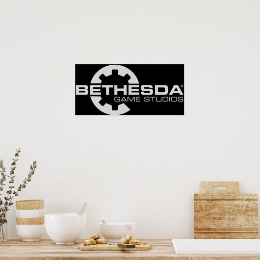 Poster Bethesda Game Studios Logo Grey (Cuisine)