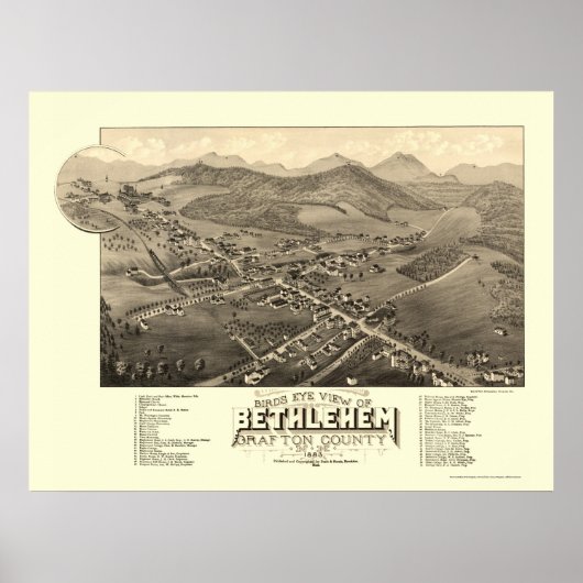 Poster Bethléem, NH Panoramic Map - 1883 (Devant)