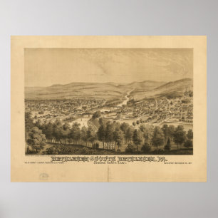 Poster Bethlehem Pennsylvanie 1877 Carte panoramique anti