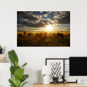 Poster Béton En Champ, Coucher De Soleil (Bureau à domicile)