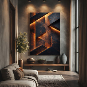 Poster Béton Orange Foncé Abstrait Futuriste