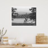 Poster Béton près d'un étang avec deux cowboys. (Cuisine)