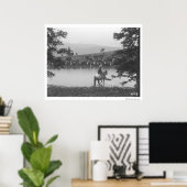 Poster Béton près d'un étang avec deux cowboys. (Bureau à domicile)