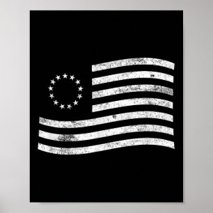 Poster Betsy Ross Drapeau Minimal - Histoire américaine P