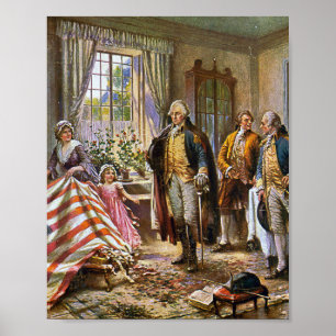 Poster Betsy Ross montre le drapeau américain George Wash
