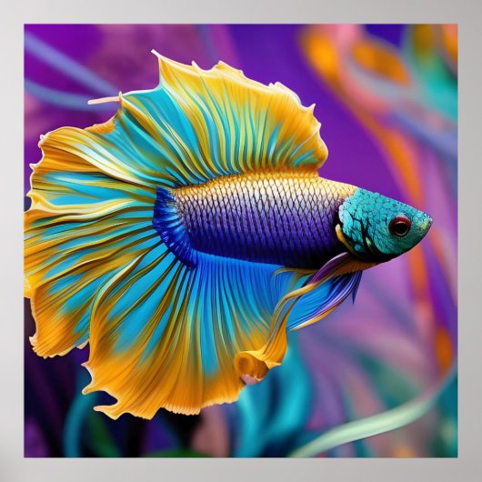 Poster Betta Fish, or bleu violet (Devant)