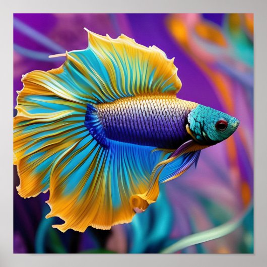 Poster Betta Fish, or bleu violet (Devant)