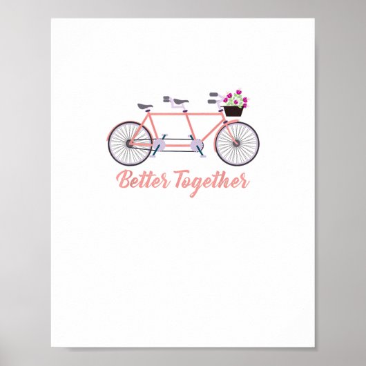 Poster Better Together Tandem Bicycle Together Modern Des (Devant)