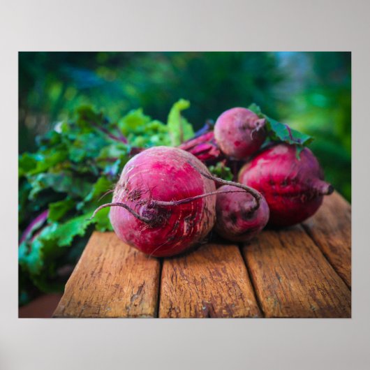 Poster Betteraves fraîchement récoltées sur une table en (Devant)