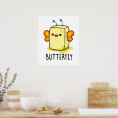Poster Beurre Drôle Papillon Avec Jeu D'Ailes (Cuisine)