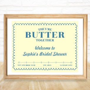 Poster Beurre Ensemble Jaune & Bleu Vintage Bienvenue