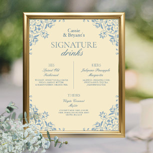 Poster Beurre vintage Jaune Mariage Signature Boissons