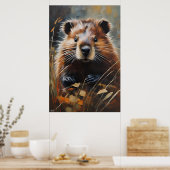 Poster | Bever | Olieverfstijl (Keuken)