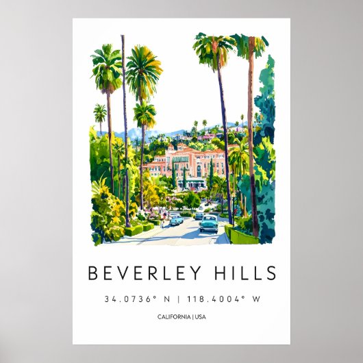 Poster Beverly Hills Aquarelle 2 (Devant)