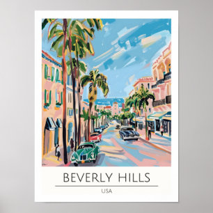 Poster Beverly Hills USA Illustration Artistique Voyage