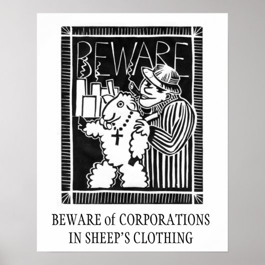 Poster Beware of Corporations in Sheep's Clothing (Devant)