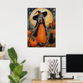 Poster Bewitt Brew & Midnight Meow | Halloween Witch (Bureau à domicile)