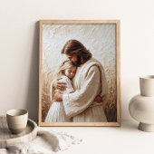 Poster Beyond Love, Christian Art, Jesus Hugging Girl