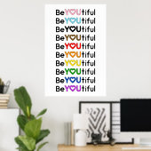 Poster BeYOUtiful Progress Pride Rainbow Flag  (Bureau à domicile)