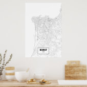 Poster Beyrouth, Liban (noir sur blanc) (Cuisine)
