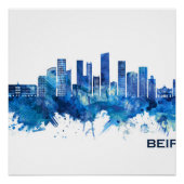 Poster Beyrouth Liban Skyline bleu (Devant)