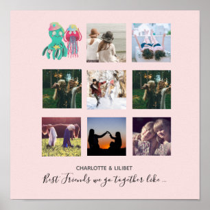 Poster BFF Photo Collage Jellyfish Octopus Cadeau personn