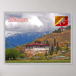Poster Bhoutan - Le Dzong dans la vallée du Paro -