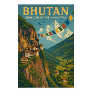 Poster Bhoutan - Royaume dans l'Himalaya