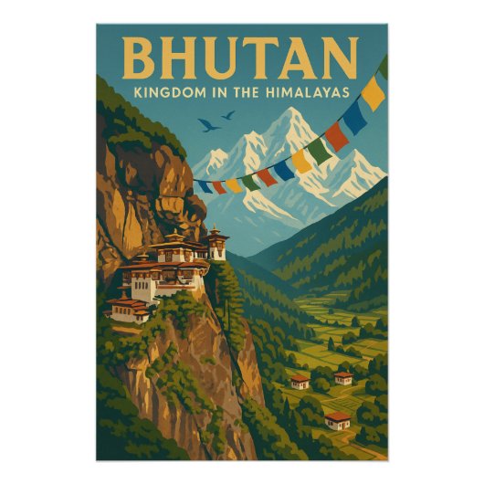 Poster Bhoutan - Royaume dans l'Himalaya (Devant)
