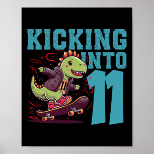 Poster Bi de skateboard T-rex dinosaure de 11 ans