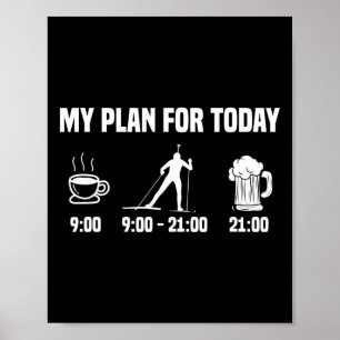 Poster Biathlon Biathlète Plan Aujourd'hui Café Bière Ski