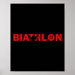 Poster Biathlon Funny Biathlète tir Cible Ski Sp