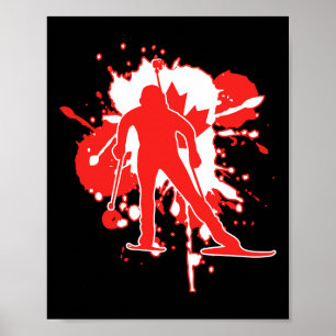 Poster Biathloniste du drapeau du Canada - Biathlon canad