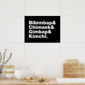 Poster Bibimbap & Chimaek & Gimbap & Kimchi. Aliments cor (Cuisine)