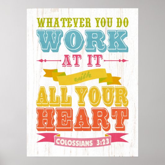 Poster Bible biblique chrétienne Verse - Colossiens 3:23 (Devant)