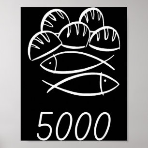 Poster Bible chrétien Jésus 2 Poissons 5 pains nourrissen