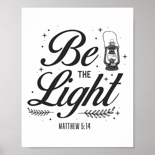 Poster Bible chrétienne Verse Be The Light Matthieu 5:14 (Devant)
