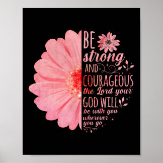 Poster Bible chrétienne Verse Joshua 1:9 Fleur