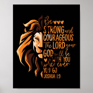 Poster Bible chrétienne Verse Joshua 1:9 Lion