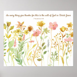 Poster Bible Écriture 1 Thessaloniciens 5:11 Fleurs sauva
