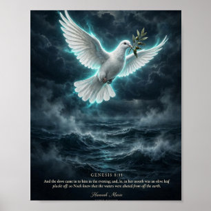 Poster Bible KJV-Genèse 8:11 Colombe avec branche d'olivi
