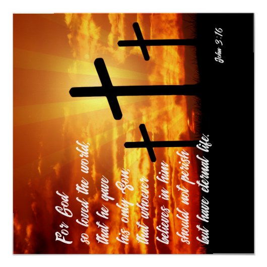 POSTER BIBLE TRENDY VERSE JOHN 3:16 CADEAU CHRÉTIEN (Devant)