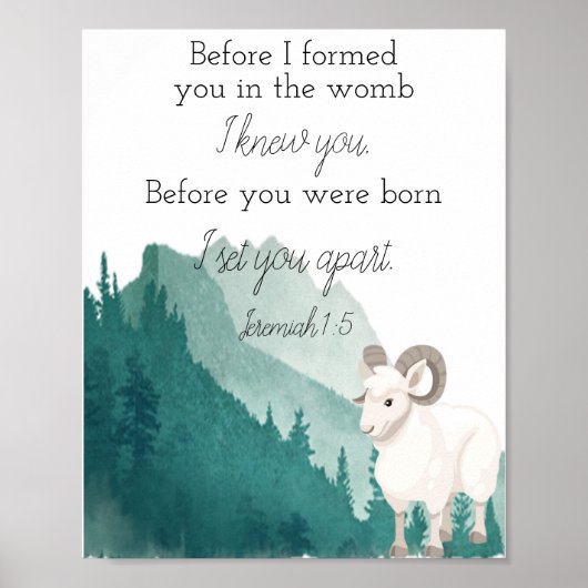 Poster Bible Verse Art Print Jeremiah 1:5 (Devant)