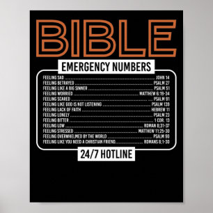 Poster Bible Verse Bible Numéro d'urgence Dieu