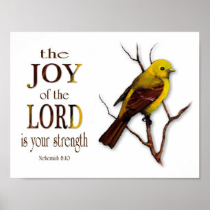 Poster Bible Verse, Joie du Seigneur, Peinture d'oiseaux,