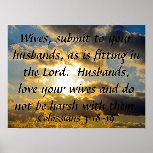 Poster bible verse marriage reminder Colossians 3:18-19 (Devant)