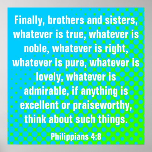 Poster Bible verse Philippiens 4:8 (Devant)
