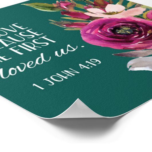 Poster Bible verset Psaume Écriture florale (Coin)